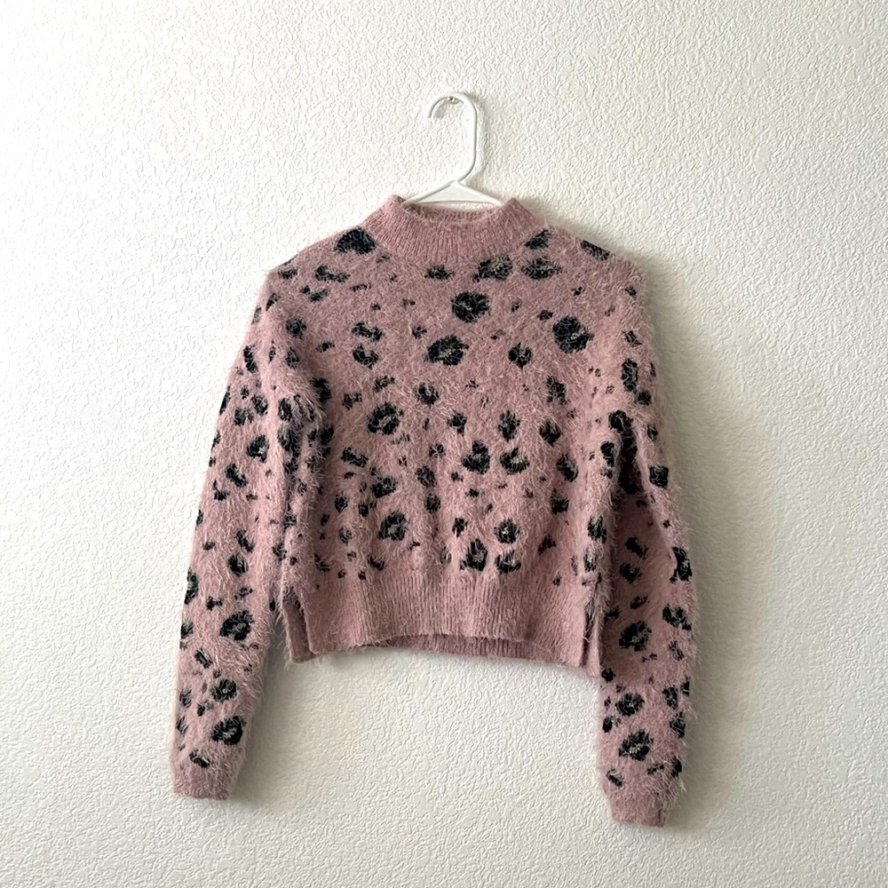 Mock neck Black and pink (Animal Print) Express Sweater- XS